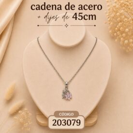 Cadena acero PLATEADO (45cm) + dije Cod. 203079