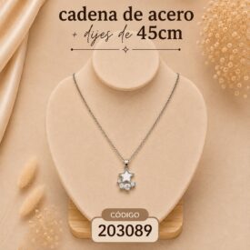 Cadena acero PLATEADO (45cm) + dije Cod. 203089