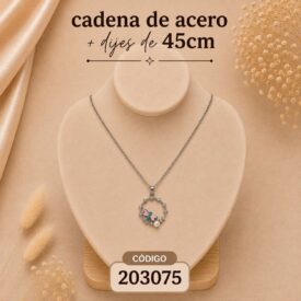 Cadena acero PLATEADO (45cm) + dije Cod. 203075