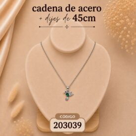 Cadena acero PLATEADO (45cm) + dije Cod. 203039