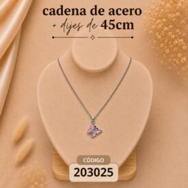 Cadena acero PLATEADO (45cm) + dije Cod. 203025