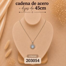Cadena acero PLATEADO (45cm) + dije Cod. 203054