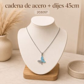 Cadena acero PLATEADO (45cm) + dije Cod. 203057