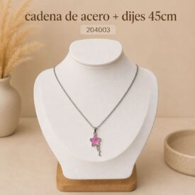 Cadena acero PLATEADO (45cm) + dije Cod. 204003