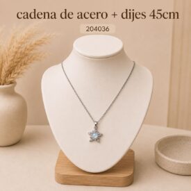 Cadena acero PLATEADO (45cm) + dije Cod. 204036