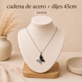 Cadena acero PLATEADO (45cm) + dije Cod. 203055