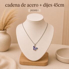 Cadena acero PLATEADO (45cm) + dije Cod. 203051