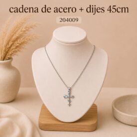 Cadena acero PLATEADO (45cm) + dije Cod. 204009