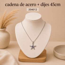 Cadena acero PLATEADO (45cm) + dije Cod. 204012