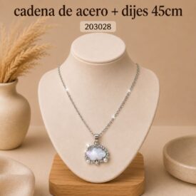 Cadena acero PLATEADO (45cm) + dije Cod. 203028