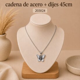 Cadena acero PLATEADO (45cm) + dije Cod. 203024