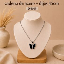 Cadena acero PLATEADO (45cm) + dije Cod. 203045