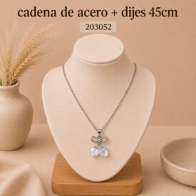Cadena acero PLATEADO (45cm) + dije Cod. 203052