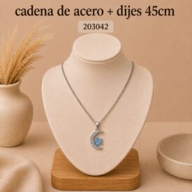 Cadena acero PLATEADO (45cm) + dije Cod. 203042