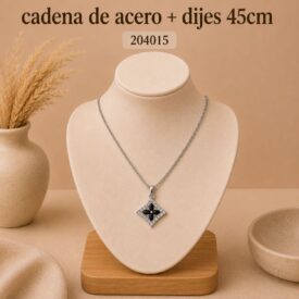 Cadena acero PLATEADO (45cm) + dije Cod. 204015