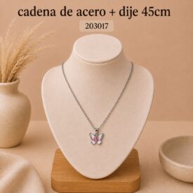 Cadena acero PLATEADO (45cm) + dije Cod. 203017