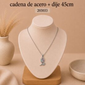 Cadena acero PLATEADO (45cm) + dije Cod. 203033