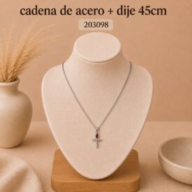vCadena acero PLATEADO (45cm) + dije Cod. 203098