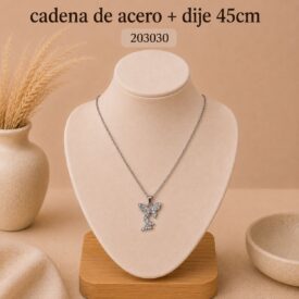 Cadena acero PLATEADO (45cm) + dije Cod. 203030