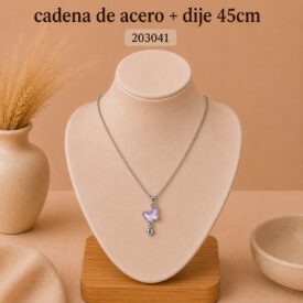 Cadena acero PLATEADO (45cm) + dije Cod. 203041