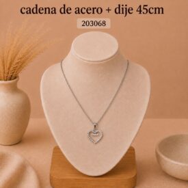 Cadena acero plateado (45cm) + dije Cod. 203068