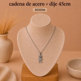 Cadena acero PLATEADO (45cm) + dije Cod. 203006