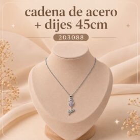Cadena acero PLATEADO (45cm) + dije Cod. 203088