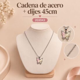 Cadena acero PLATEADO (45cm) + dije Cod. 203043