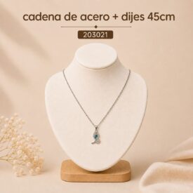 Cadena acero PLATEADO (45cm) + dije Cod. 203031