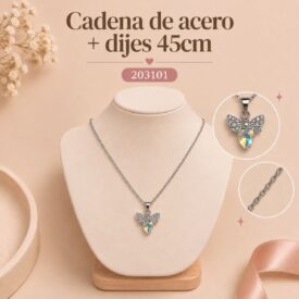 Cadena acero PLATEADO (45cm) + dije Cod. 203101