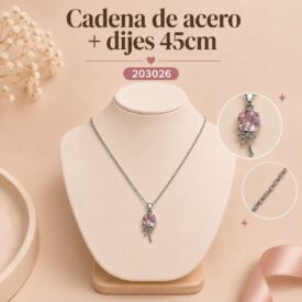 Cadena acero PLATEADO (45cm) + dije Cod. 203026