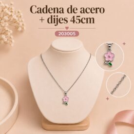 Cadena acero PLATEADO (45cm) + dije Cod. 203005
