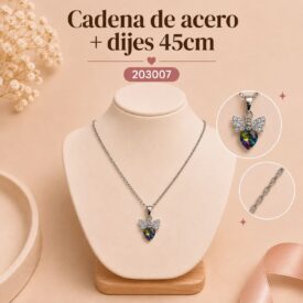 Cadena acero PLATEADO (45cm) + dije Cod. 203007