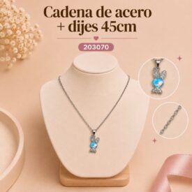 Cadena acero PLATEADO (45cm) + dije Cod. 203070