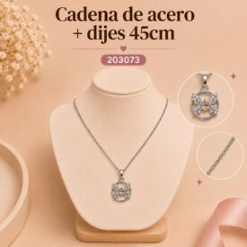 Cadena acero PLATEADO (45cm) + dije Cod. 203073