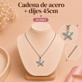Cadena acero PLATEADO (45cm) + dije Cod. 203067