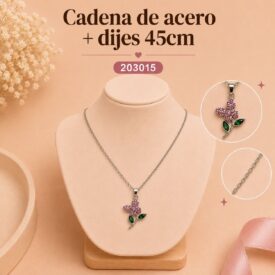 Cadena acero PLATEADO (45cm) + dije Cod. 203015