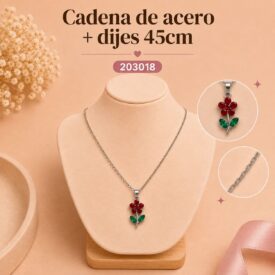 Cadena acero PLATEADO (45cm) + dije Cod. 203018