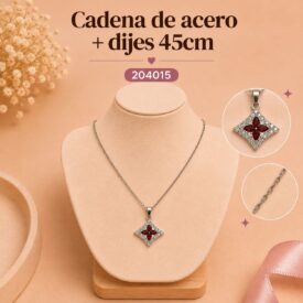 Cadena acero PLATEADO (45cm) + dije Cod. 204017