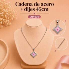 Cadena acero PLATEADO (45cm) + dije Cod. 204016