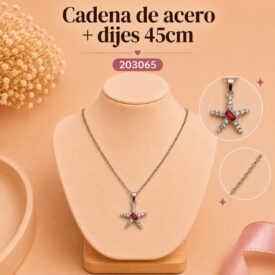 Cadena acero PLATEADO (45cm) + dije Cod. 203065 / 204011