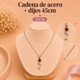 Cadena acero PLATEADO (45cm) + dije Cod. 203106