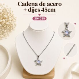 Cadena acero PLATEADO (45cm) + dije Cod. 204035