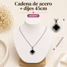 Cadena acero PLATEADO (45cm) + dije Cod. 203047