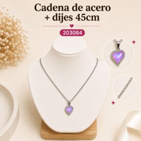 Cadena acero PLATEADO (45cm) + dije Cod. 203084