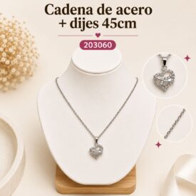 Cadena acero PLATEADO (45cm) + dije Cod. 203060