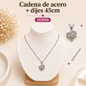 Cadena acero PLATEADO (45cm) + dije Cod. 203059