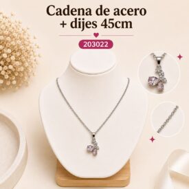 Cadena acero PLATEADO (45cm) + dije Cod. 203022