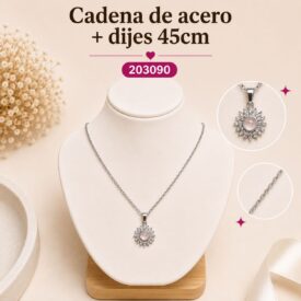 Cadena acero PLATEADO (45cm) + dije Cod. 203090