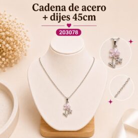 Cadena acero PLATEADO (45cm) + dije Cod.203078